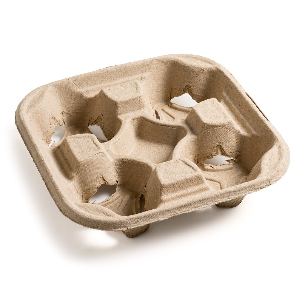 Moulded Pulp Fibre 4 Cup Carrier