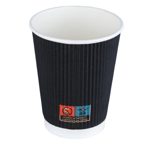 Triple Wall (Ripple) Hot Drink Cup (340ml/12oz) Black