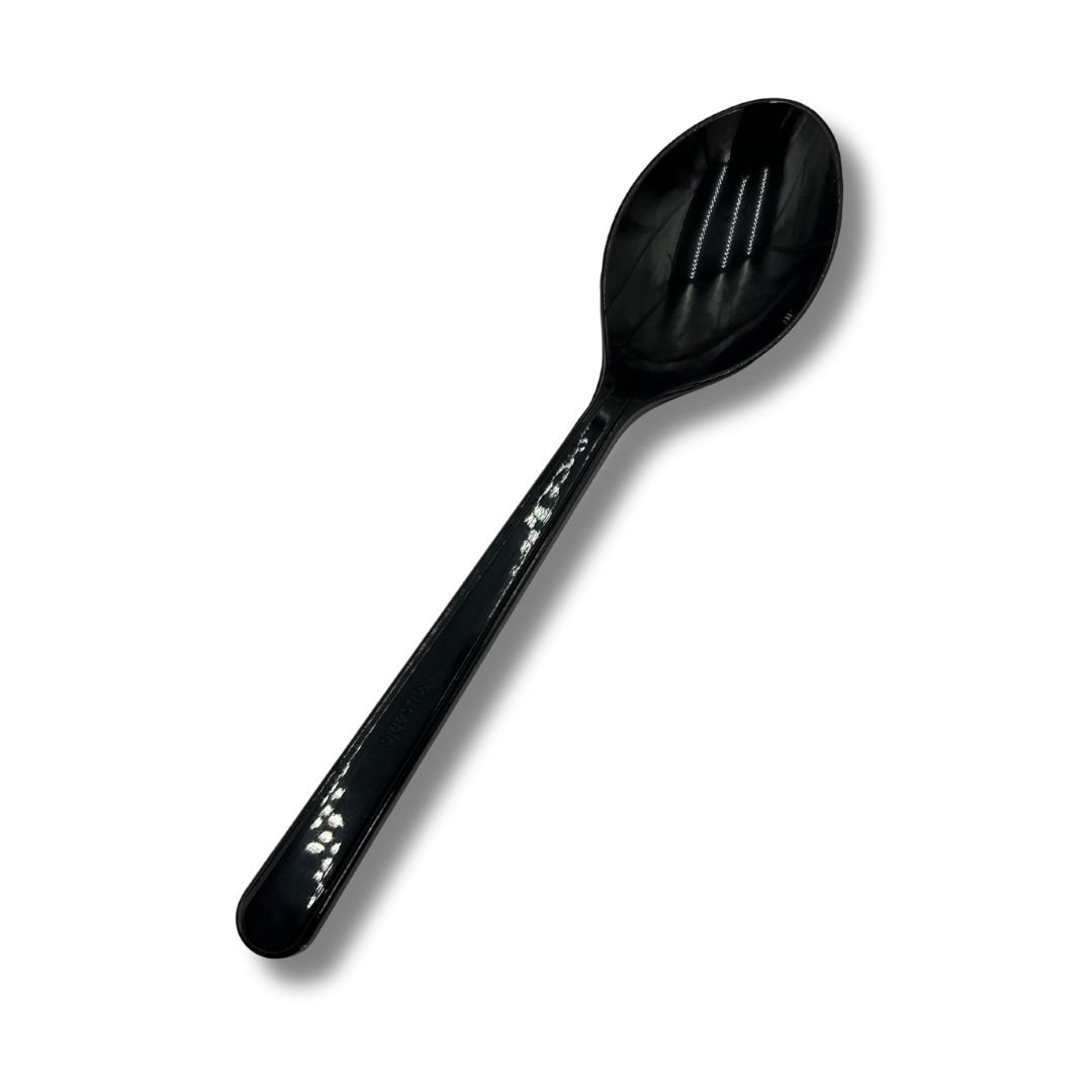 Black Luxury Reusable PS (180mm/7.0″) Dessert Spoon