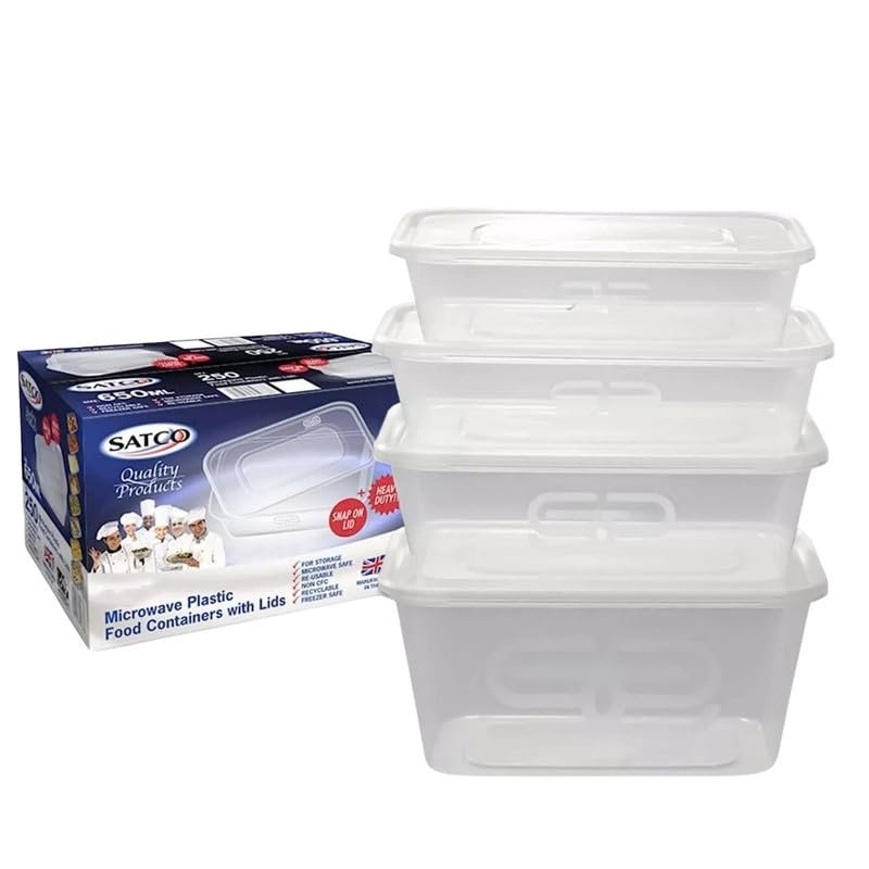 Satco Microwave Plastic Food Containers 650ml with Lids 