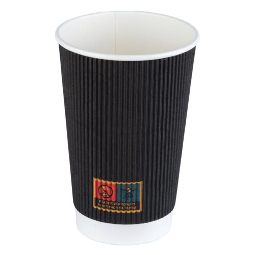 Triple Wall (Ripple) Hot Drink Cup (453ml/16oz) Black