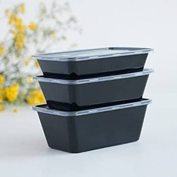 Heavy Duty Black Microwave Food Containers & Lids
