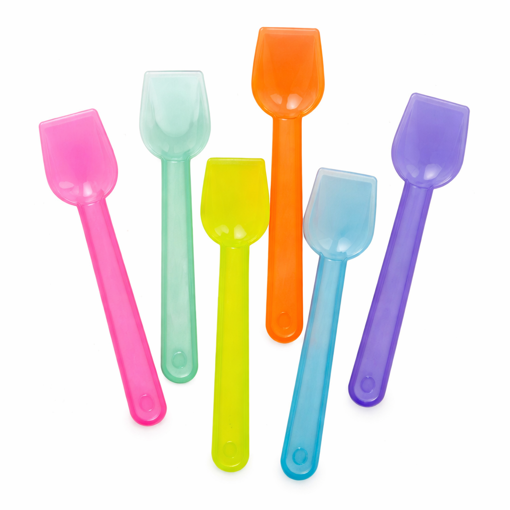 Multicolour- RGBY Reusable PS (90mm/3.5″) Ice Cream Spades